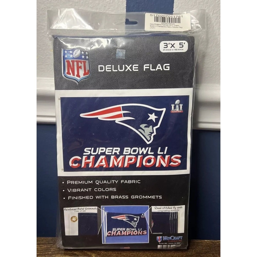SUPER BOWL LI CHAMPIONS NEW ENGLAND PATRIOTS DELUXE FLAG 3' X 5'-WINCRAFT Banner
